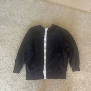 Black Oversized Sweatshirt with White Zipper down the back